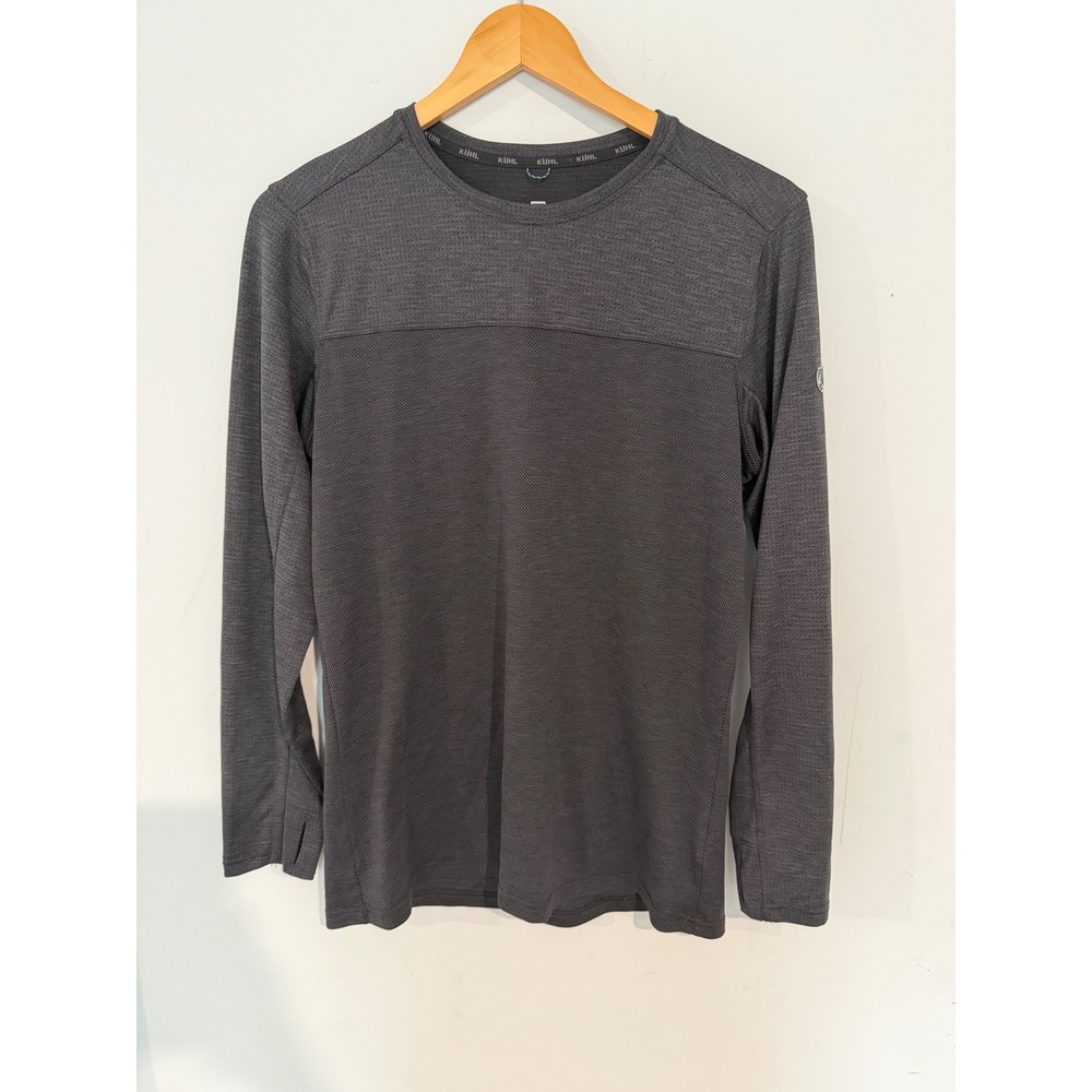 Kuhl Mens Charcoal Gray Long Sleeve Performance Shirt Thumbholes Small